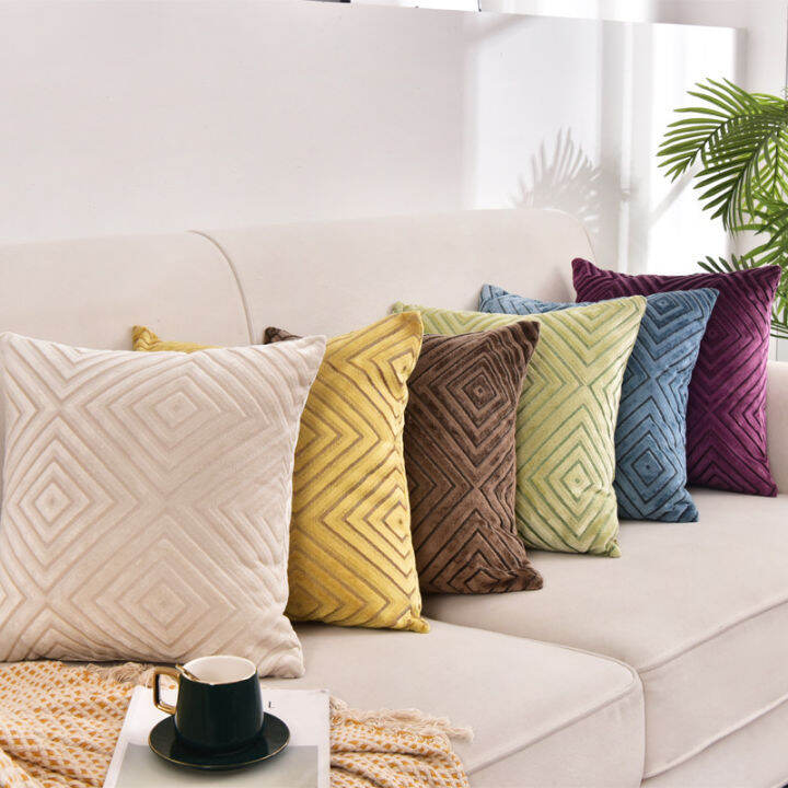 Cushion Cover Solid Color Plush 45x45cm Soft Elastic Sofa Square Nordic