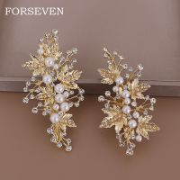 Handmade Golden/Silver Color Rhinestones Pearl Leaf Wedding Hair Clip Barrettes Bridal Headpiece Hair Accessories Hair Clips