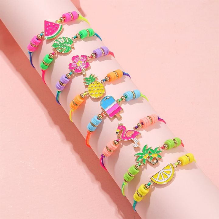 8pack-summer-beach-fruit-bracelet-adjustable-cord-rope-best-friend-bff-bracelets-for-kids-girl-jewelry-friendship-gifts
