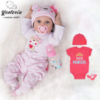 55cm Bebe Reborn Baby Doll Girl 2 Outfits Silicone Vinyl Alive Dolls Newborn Kids Gifts Best Playmates Light Pink and Dark Pink