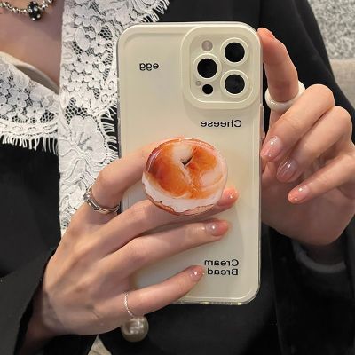 [สินค้าใหม่ในสต็อก] INS ญี่ปุ่นเกาหลีตัวอักษรภาษาอังกฤษขนมปังยึดกรณีโทรศัพท์อ่อนสำหรับ IPhone 12 7 8พลัส11 13 14 Pro XR X XS Max ฝาครอบป้องกัน