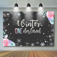 Mocsicka Winter One 1st BIrthday Background Snowflake Rose Kids Backdrop Animal Bird White Watercolor Flower Photo Studio