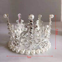 Sjqgqx 1pcs ไข่มุกมงกุฎเค้กตกแต่ง tiaras คริสตัลมุกเจ้าหญิง caketoppers