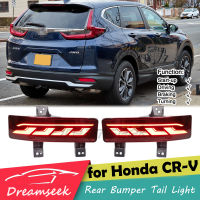 LED Reflector Rear Bumper Tail Light for Honda CR-V CRV 2020 2021 Driving Brake Lamp with Dynamic Sequential Turn Signal Audi Style Red Lens