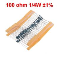 100 PCS 100 OHM 1/4W 1% 100R โลหะตัวต้านทานแบบฟิล์ม 0.25W ความต้านทาน