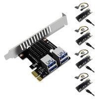 PCI-E X1 to 4 Port USB3.0 Expansion Card PCI-E X16 Riser Card Full Interface Adapter for Graphics Card BTC Mining