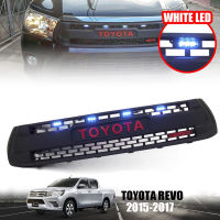 กระจังหน้า หน้ากระจัง  รุ่น โตโยต้า รีโว่ Toyota Revo SR5 ปี 2015-2017 สีดำ 1 ชิ้น มีไฟ LED สีขาว โลโก้แดง