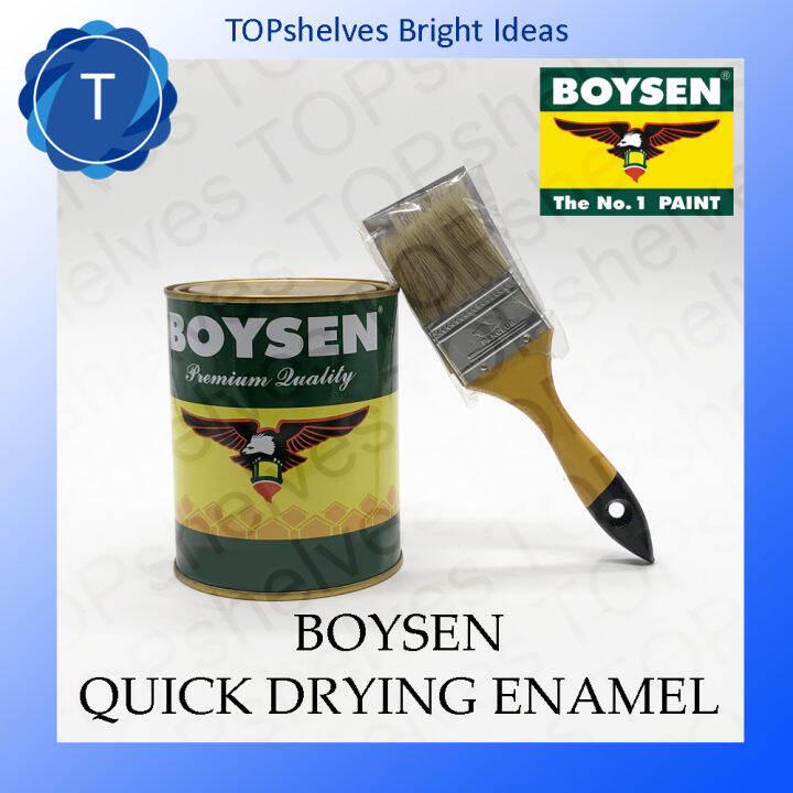 BOYSEN QUICK DRYING ENAMEL LITER SIZE with 2" PAINT BRUSH FOR WOOD AND METAL Lazada PH