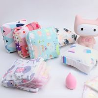 Cartoon Girls Sanitary Napkin Storage Bag Canvas Sanitary Pads Bags Coin Purse Lipstick Makeup Organizer Credit Card Pouch Case