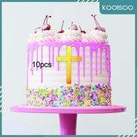 Koolsoo อุปกรณ์ตกแต่งเค้กแบบ DIY เค้กแบบครอสตกแต่งหน้าเค้กอะคริลิค10ชิ้นสำหรับอาบน้ำเด็กวันขอบคุณพระเจ้าปีใหม่