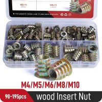 M4 M5 M6 M8 M10 soket Hex logam kepala Allen tanam mur sisipan 90/100/180/195 buah Set bermacam-macam e-nut Kit untuk furnitur kayu