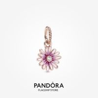 Official Store Pandora 14k Rose Gold-Plated Pink Daisy Flower Dangle Charm