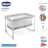 Chicco  เตียงนอน 2 in 1 สำหรับวัยแรกเกิดจนถึง2 ขวบ  Chicco  Zip&amp;Go Crib Cot-Glacial