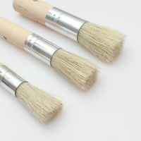 3 Pcs/Set Wooden Stencil Brush Chalk Paint Natural Pure Hog Bristle brush Round Acrylic Oil Painting Detail Brushes Art Supplies