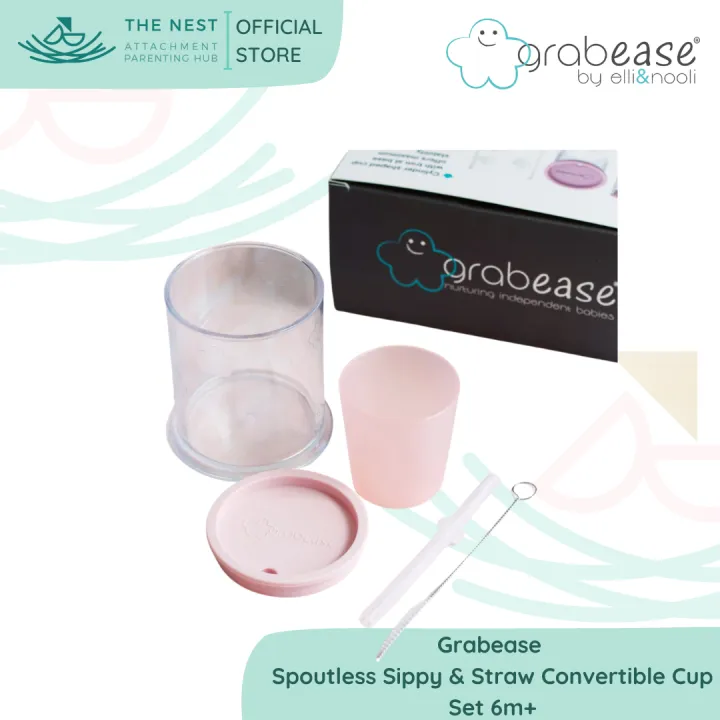 Grabease Spoutless Sippy Convertible Training Cup Set, Bpa-free