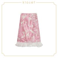 Kloset Jacquard Skirt With Ruffles Detail (SS19-S003) กระโปรงแฟชั่น กระโปรงผู้หญิง เสื้อผ้าผู้หญิง