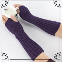 YUYU Fashion Thick Warm Soft Long Knitted Gloves Candy Color Arm Warmers Fingerless Mittens