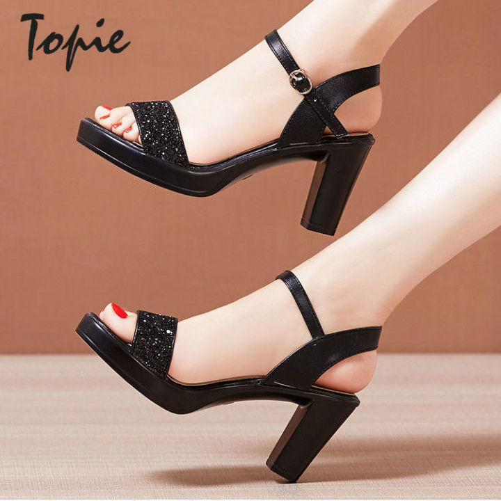 New Design Weave Sandals Spike Heels Women High Heels Square Open Toe Ankle  Strap Summer Ladies Elegant Dress Shoes