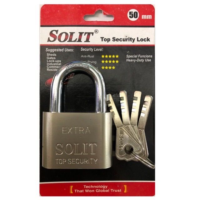 กุญแจบ้าน กุญแจ Solit ขนาด 50 มิล (สั้น) ระบบลูกปืน ลูกกุญแจ 4 ดอก