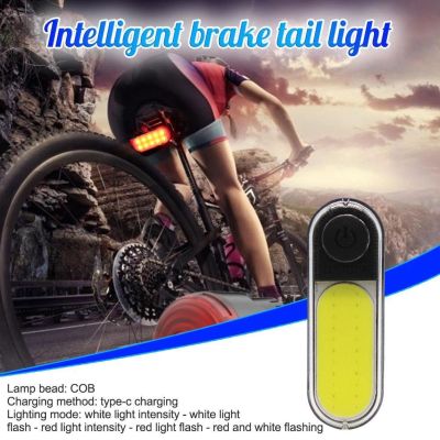 ☫▬๑ Bicycle Warning Light COB USB Type-c Charging MTB Road Bike Taillight Waterproof Safety Night Cycling Lamp Equipment