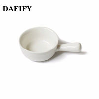 DAFIFY 1 ชิ้น Porcelain Ramekins ชามซุปสำหรับจานอบพร้อมที่จับจานซอสถั่วเหลือง 12*3 ซม.