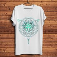 Geometric Triangle Lotus Flower Of Life Mandala T Shirt Men White Homme Cool Symbol Tshirt