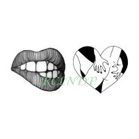 【YF】 Waterproof Temporary Tattoo Sticker Sexy Mouth Heart Pattern Old School Small Art Flash Tatto Fake Tatoo Stickers for Women Men