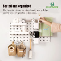 Pegboard Wall Organizer Panels , Mount Display Pegboard Kits Fit Pegboard Organizer And Storage,For Craft Room Garage Kitchen , Peg Boards For Walls,ติดตั้งง่าย-ผนัง Pegboard สีขาว