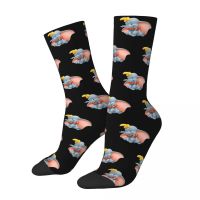 Retro Disney Dumbo Animal Soccer Socks Cartoon Elephant Polyester Crew Socks for Unisex Non-slip Socks Tights