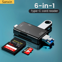 Hanxin 6 In 1 OTG การ์ดรีดเดอร์ USB 3.0พิมพ์ C ไมโคร USB อะแดปเตอร์แฟลชไดรฟ์เครื่องอ่านการ์ดหน่วยความจำอัจฉริยะกล้องทีเอฟ Mini SD Cardreader