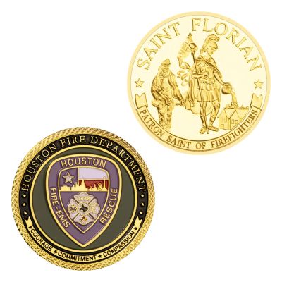 【CC】♚✇∏  States Houston Department Collectible Gold Plated Souvenir Collection Florian Commemorative Coin