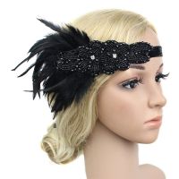 1920S Headband Costume Props Charleston Costume Accessories Nude Flapper Headpiece Great Gatsby Feather Beaded Headband Chain 50