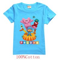 Girls Fashion POCOYO Printed Shirt, Casual Summer Childrens Round Neck T-shirt, Thin Cotton Kids Short Little P Youyou Clothing