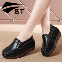 ✽❖❁ BT Tassel Thick Bottom Women Shoes Genuine Leather Black Shoes Slope Heel Suede Heighten Shoes Casual Shoes Large Size