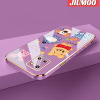 JIUMOO เคส M60s ปลอกสำหรับ Samsung Galaxy Note 10 Lite ลายการ์ตูนยิ้มสัตว์ใหม่กรอบกรอบสี่เหลี่ยมเคลือบพื้นผิวเคสนิ่มซิลิกาเจลกันกระแทกเคสมือถือรวมเลนส์กล้องถ่ายรูปฝาครอบป้องกัน