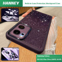 HANNEY สําหรับ Samsung Galaxy S23 S22 Plus Ultra S20FE S21FE เปลือกหอยแฟลชมีเลนส์ป้องกันการสั่นสะเทือนภายในเปลือกหอยTPUที่ชัดเจนและนุ่มฝาครอบหลัง XLE-03