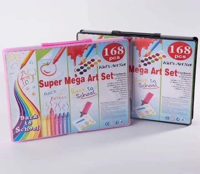 Cheska Olshoppe - 😘Super Mega Art Set 168 pcs coloring set may  watercolors, color pencils, crayons, coloring markers, tahar, eraser at iba  pa.. sulit ka dito mommy, malaki po ang case nia