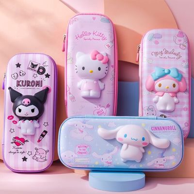 ☸☼ Sanrio Pu Large Capacity Pencil Case Kawaii Hello Kitty Cinnamoroll Melody School Pencils Bag Pouch Pen Case Supplies Stationery