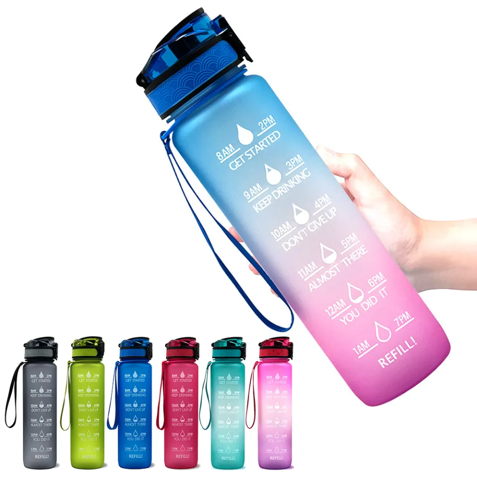 32 Oz Sports Water Bottle With Time Marker Bpa Free & Leak Proof Portable  Reusable Drinking Kettle Fitness Sport 1l Water Jug For Men Women Kids  Stude