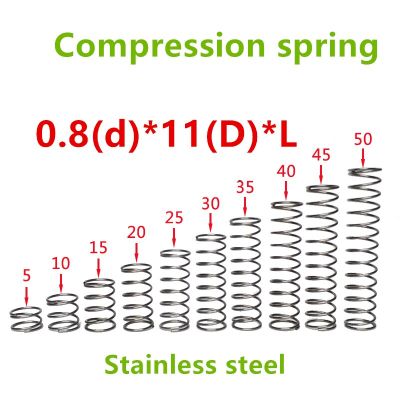 【Worth-Buy】 สปริงบีบอัดสายไฟสปริงจุดเล็กๆ50ชิ้น0.8*11*10/15/20/25/30/35/40/45/50สแตนเลสซีรีส์ขนาดเล็ก