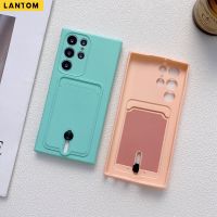 LANTOM ซิลิโคนกันกระแทกเคสโทรศัพท์พร้อมช่องเสียบการ์ดสำหรับ Samsung Galaxy Ultra S23 S22 Ultra Plus + S20 FE A54 A53 A33 A72 A52 A12 A21S 5G A71 A51 4G