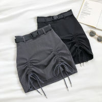 Summer Women A-line Skirt Korean Empire Solid Office Lady Cute Above Knee A-Line High Waist Mini Skirts Drawstring Belt