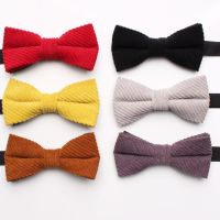 Stripe solid color premium Corduroy terylene bow tie Men and women Macaron solid color fashion wedding bow tie Boys Clothing