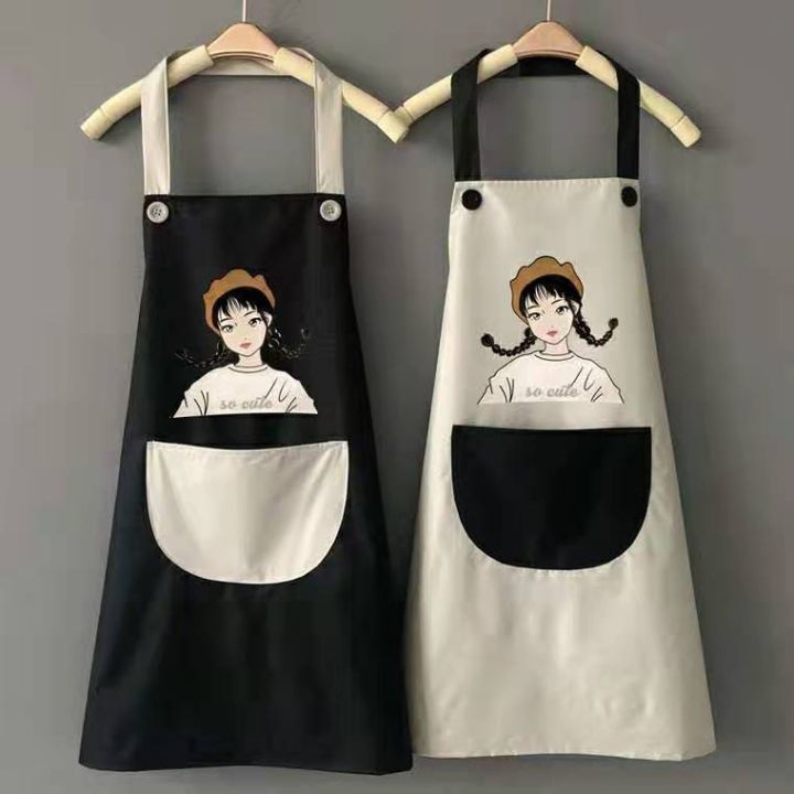 ผ้ากันเปื้อนกันน้ำผ้ากันเปื้อนทําอาหาร-cooking-apron-สไตล์เกาหลี-wq