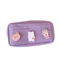 ┅∏  Canvas Storage Holder With Badge Student School Stationery Wear Resistance Large Capacity