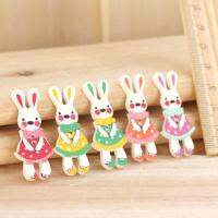 50pcs* Random Mixed Lovely Rabbit Animals 2 Holes Wood Painting Sewing Buttons Scrapbooking    7NK31 Haberdashery