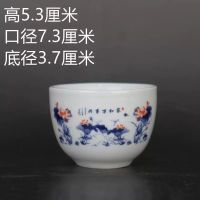 Jingdezhen โบราณหัตถกรรมพอร์ซเลนชิง Qianlong สีฟ้าและสีขาวรูป Guiguzi ลงภูเขาแบบถ้วยชาคอลเลกชันโบราณ