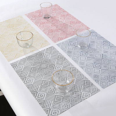 Rectangular Placemat Anti-scalding Heat Insulation Pad Nordic Checkered Pattern Decoration Mat Home Table Coaster