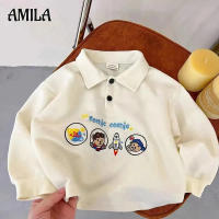 AMILA เสื้อสเวตเชิ้ตแขนยาวสำหรับเด็ก,เสื้อกันหนาวแขนยาวปักลายหมีสำหรับทั้งหญิงและชายเสื้อโปโลใหม่ฤดูใบไม้ร่วง