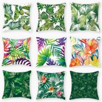 Tropical Leaves Cushion Cover 45*45cm Green Leaves Flowers Throw Pillows Sofa Home Decor Decoration Decor Pillowcase